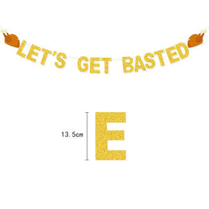 Decoración de fiesta de Acción de Gracias Bandera de cuerda pierna de pollo LET'S GET BASTED guirnalda de purpurina - Product Image 3