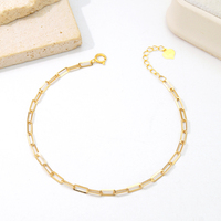 Pulsera de cadena con clip de papel de 2,25mm, joyería de mano, oro Real AU750, ligero, 18K, ajustable para mujer, joyería fina