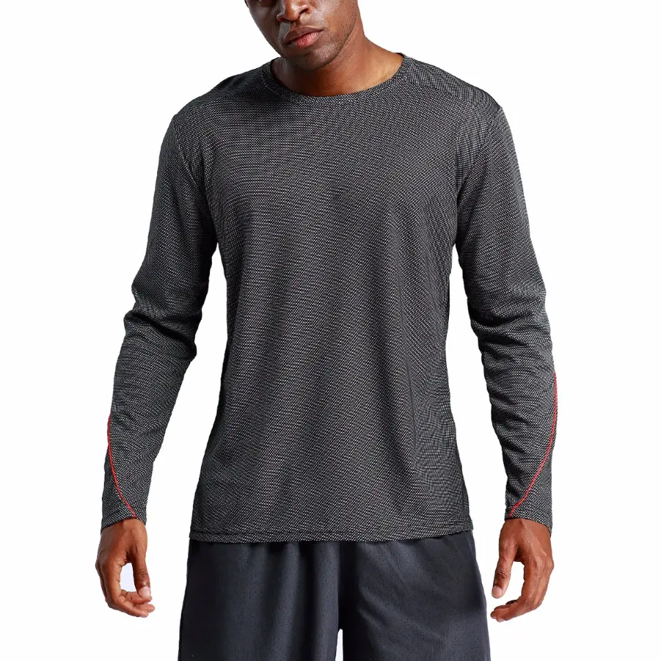 Sweat-shirt de sport à manches longues pour homme, vêtement en polyester à séchage rapide