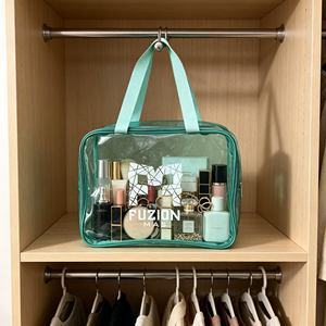 Wholesale 12inch Green Waterproof <b>Toiletry</b> Bag Transparent PVC Wash Bag Portable Cosmetic Makeup Bag for Travel - Product Image 2
