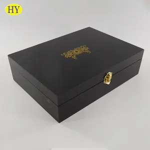 High End Black MDF Wood Watch Boxes Organizer Storage Cases Luxury Mdf Wooden Gift Wrist Watch Packaging Box With Hinged Lid