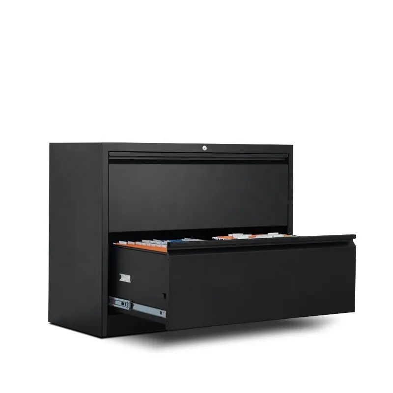 Factory Price 2 Drawer Metal File Cabinet Black Small Vertical Lateral Steel Filing Cabinet with Lock Drawer