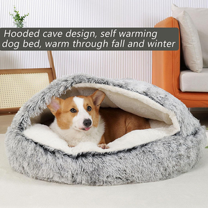 <span class=keywords><strong>Nid</strong></span> pour <span class=keywords><strong>animaux</strong></span> de compagnie hiver chaud avec couverture chien lit apaisant anti-coup de pied venir avec couette chenil semi-fermé doux <span class=keywords><strong>nid</strong></span> de chat en gros lits pour chiens - Product Image 3