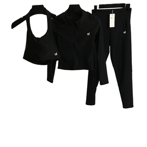 <span class=keywords><strong>Conjunto</strong></span> Deportivo de 3 Piezas para Mujer, Top Deportivo, Leggings de <span class=keywords><strong>Yoga</strong></span>, con Logotipo en la Parte Delantera y la Cintura, para Ropa Deportiva y Entrenamiento - Product Image 1