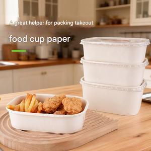 Contenants d'emballage écologiques biodégradables personnalisés, boîtes en papier carrées jetables de qualité alimentaire pour la restauration à emporter - Product Image 5