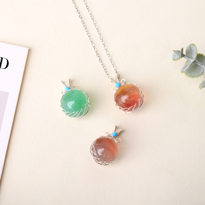 Adornos de Cristal Curativos Hechos a Mano, Colgante de Cristal de Fluorita en Forma de Esfera Miniatura, Collar para Regalos - Product Image 3