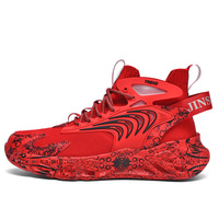Chaussures de course montantes pour hommes, taille 46, en maille respirante, style graffiti, design à bordure de lame, semelle extérieure en caoutchouc, vente en gros, tendance