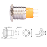 Sakelar Tombol Tekan Logam Tahan Air IP67 19mm Arus Besar 20a Stainless Steel LED Biru On Off Momentary