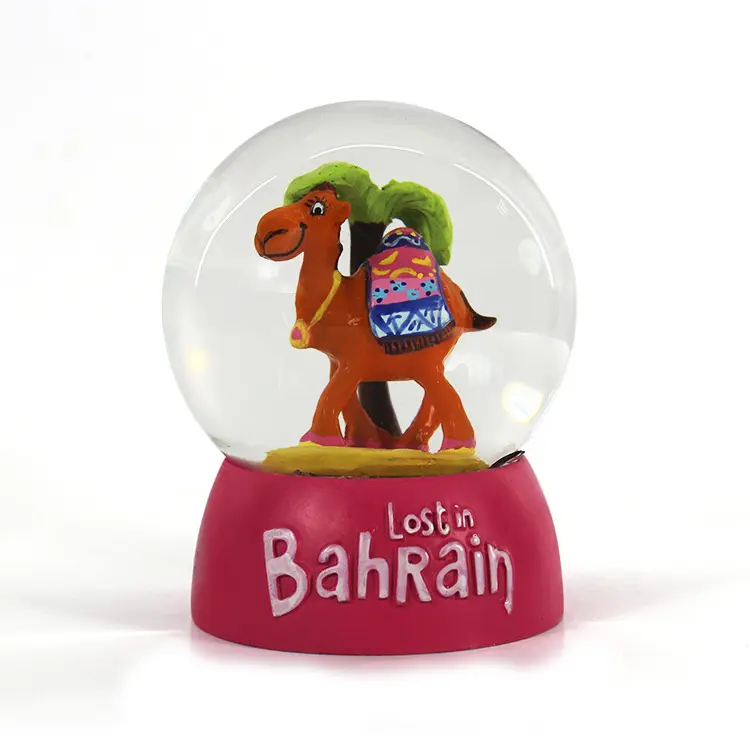 Fait sur mesure drôle unique Arabie Saoudite Bahreïn pays souvenir boule à neige chameau boules à neige