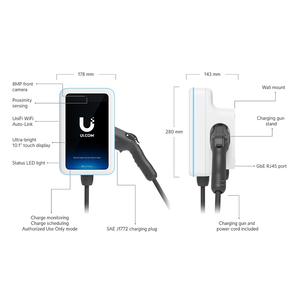 Estación de Carga para Vehículos Eléctricos Pro Ubiquiti UniFi Connect, Cargador EV de 11kW AC Wallbox SAE J1772 con Pantalla Táctil, Estación de Carga Inteligente, Modelo W1405 - Product Image 3