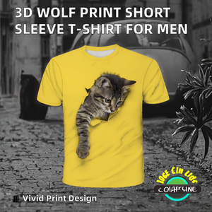 Hot Sale Digital Printing <b>Animal</b> Printed 3D T-Shirt Western Style Short Sleeve 180g <b>Knitted</b> Casual with Wolf <b>Pattern</b> - Product Image 2