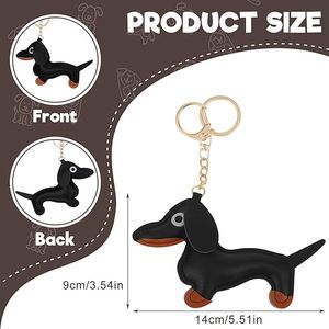 Lindo Dachshund cuero llavero colgante cuero lindo dibujos animados <span class=keywords><strong>cachorro</strong></span> colgante bolso de mujer moda bolso colgante coche llavero - Product Image 3