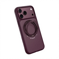 Étui de protection en PC TPU magnétique anti-chute avec support rotatif, finition mate, respectueux de la peau, pour 18 Pro Max, couleur Bourgogne