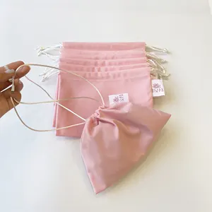 Bulk Printing Custom Small Pink Velvet Mini Packaging Jewelry Pouch Drawstring Dust Bag