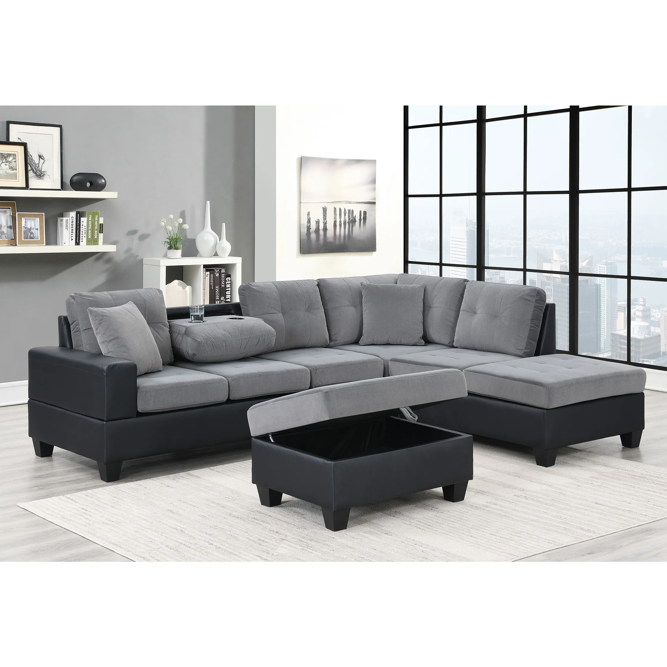 New arrival living room sofa super modern style living room furniture LED lamps top-end quality couch living room sectional sofa