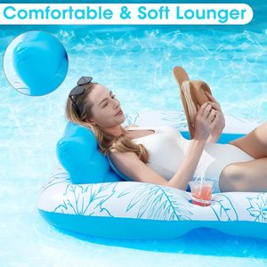 Bouée gonflable géante pour adultes 89x67 pouces, transat <span class=keywords><strong>de</strong></span> piscine, radeau <span class=keywords><strong>de</strong></span> plage pour bronzer, transat aquatique avec porte-gobelet - Product Image 3