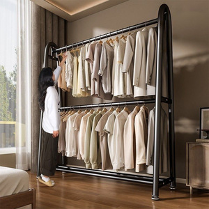 Double Layer Metal Coat <b>Rack</b> U Shape Standing Type For Bedroom Clothing Storage Multifunctional Indoor Use - Product Image 3