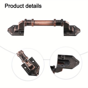 มือจับประตูโลหะผสมสังกะสีสีแดงสไตล์โบราณแบบย้อนยุค <span class=keywords><strong>2</strong></span> ชิ้น สำหรับติดตั้งบนพื้นผิว ใช้สำหรับตู้ครัว ประตูบานเลื่อน และประตูไม้ทั่วไป - Product Image 6