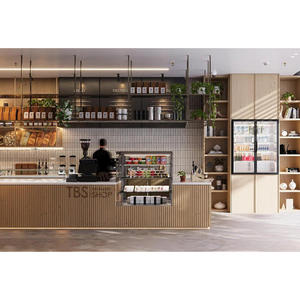 การออกแบบตกแต่งภายในร้านกาแฟที่มีสไตล์และปรับแต่งได้ |   เคาน์เตอร์บาร์และตู้โชว์สินค้าแบบปรับแต่งได้ |   โซลูชันร้านกาแฟสำเร็จรูปสมัยใหม่ - Product Image 1
