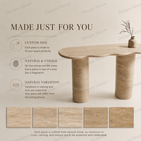 Table console d'entrée en marbre naturel Dream Home, plateau asymétrique, pieds en pierre coniques, pour une décoration d'entrée contemporaine