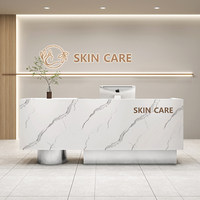 Comptoir de réception moderne et minimaliste en bois massif, écologique, aspect luxueux, pour salon de beauté, table de réception pour institut de manucure, centre commercial, boutique de vêtements