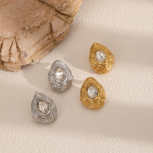 Pendientes de Zirconia Retro Europeos Americanos, Forma de Lágrima, Acero Inoxidable, Joyería para Fiestas, Accesorios de Moda para Mujer - Product Image 2