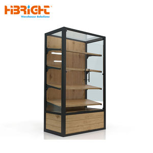 خزانة عرض خشبية صلبة بباب زجاجي بتصميم أنيق لصالات العرض الفاخرة في المتاجر الراقية - Product Image 6