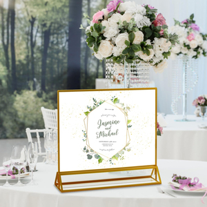 Marco dorado, etiqueta de precio acrílica, soporte <span class=keywords><strong>para</strong></span> señal, restaurante, Bar, menú, tarjeta de receta, soporte de exhibición de fotos <span class=keywords><strong>para</strong></span> decoraciones de boda - Product Image 5