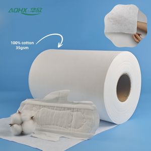 OEKO-TEX certifié 100% coton matériau armure toile fonction semi-hydrophobe 35gsm tissu non tissé pour serviette hygiénique - Product Image 3