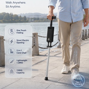 Bastón Eléctrico 2 en 1 con <span class=keywords><strong>Silla</strong></span>, Apertura y Cierre Automático Inteligente, Carga de 110 kg, Bastón Plegable Recargable Tipo C con Asiento <span class=keywords><strong>para</strong></span> Personas Mayores - Product Image 5