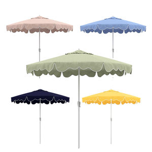 Large Scalloped Fringed Pool Umbrella Custom Logo OEM Aluminum Crank Handle Bali Tassel Terraza Garden <strong>Parasol</strong> Patio <strong>Table</strong> - Product Image 5