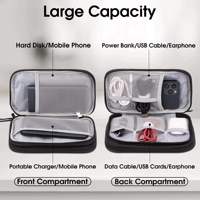 Organisateur numérique durable à double couche avec fermeture éclair, chargeur de téléphone portable de voyage, sac de rangement d'accessoires électroniques pour câble de données