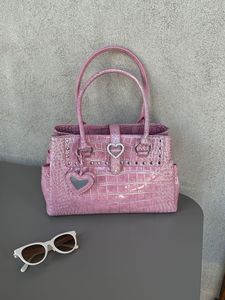Nuova Borsa Tote Vintage di Grande Capacità con Motivo Coccodrillo <span class=keywords><strong>Rosa</strong></span>, Borsa a Spalla e a Mano di Alta Qualità per Uso Quotidiano da Donna - Product Image 6