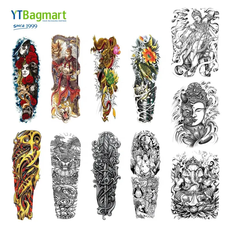 YTBagmart Bulk 3D Semi Permanent Custom Fake Adult Arm Hand Skin Body Transfer Stickers Temporary Tattoo For Women Men