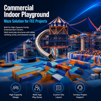 Equipo para Parque de Trampolines, Diseño Comercial Interior, Estructura de Escalada con Tobogán y Zonas de Aventura, Colores Personalizables para Distribuidores