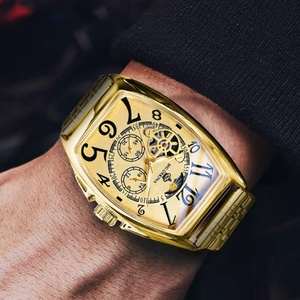 Reloj Sewor 166117 de Lujo con Diseño Hueco, Fase Lunar, Correa de Cuero, Mecánico Automático, Estilo Tonneau para Hombre, Casual de Negocios - Product Image 6