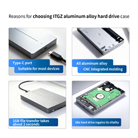 Boîtier externe pour disque dur ITGZ OEM 2,5 pouces en aluminium, type C USB 3.1 5 Gbps, max 6 To, pour PC portable