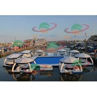 Protection solaire loisirs PVC gonflable maison de bateau de baignade plate-forme de ponton Sports nautiques pour adultes île flottante avec tente