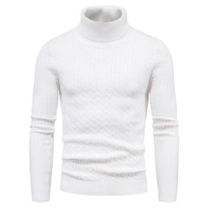 Automne et hiver hommes couleur unie Slim pull à col roulé hommes à la mode pull torsadé pull pour hommes - Product Image 6