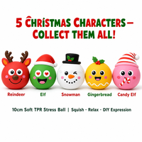 Southpeak Toy Boule anti-stress de Noël à visages moches, 5 personnages, 10 cm, en TPR souple, à personnaliser (Renne, Bonhomme de neige, Elfe, Homme en pain d'épices), MOQ60 WS