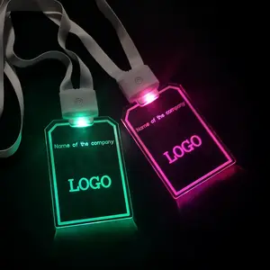 LED Lamp Necklace Flashing Nylon And Acrylic Lanyard Child Adult ID Clip Keychain