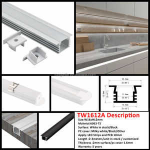 16x12mm Haute Qualité Noir <span class=keywords><strong>Profil</strong></span> Lumière Led Aluminium Led Bande <span class=keywords><strong>Profil</strong></span>é Encastré Installation Cachée avec Led Aluminium Tuile Garniture - Product Image 2