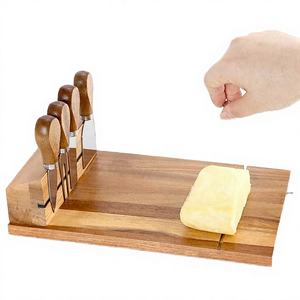 Plateau à fromage et planche à découper carrée en bambou, ensemble de plateau à fruits pour le petit-déjeuner avec emballage combiné - Product Image 4