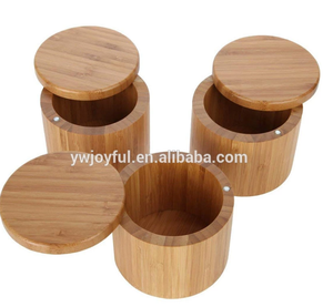 Eco-Friendly Natural Bamboo Salt Box For Kitchen Bamboo spice jar With Swivel Lids
