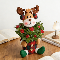 Ensemble de pots de fleurs en forme de rennes de Noël, décorations de fêtes, polyester de haute qualité certifié BSCI, taille personnalisée, fabrication en usine
