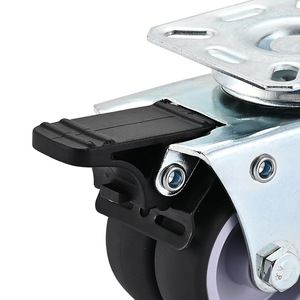 2 Inch Dual Wheel Flat Bottom Tpr Swivel Caster With Total Lock Brake For Industrial Use Grey Lightweight Casters - Product Image 3