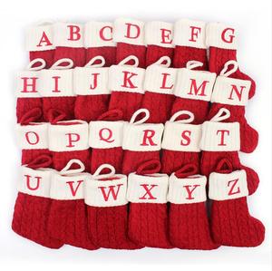 Bas de <span class=keywords><strong>noël</strong></span> avec lettres brodées, chaussettes en tricot rouge et blanc pour la famille, décorations de vacances, arbre de <span class=keywords><strong>noël</strong></span>, <span class=keywords><strong>cheminée</strong></span> - Product Image 1