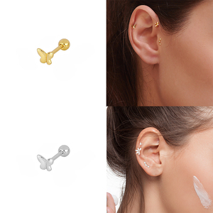 Boucles d'oreilles clous mini papillon brillantes en argent sterling S925 pour femmes et jeunes filles - Product Image 3