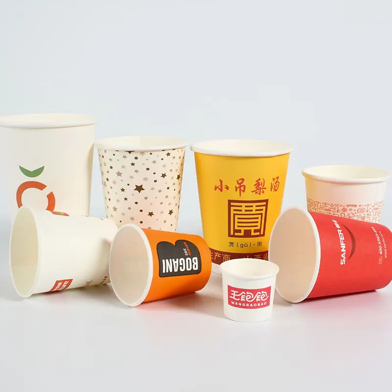Plástico Livre Café Vasos Desecables Biodeg Revestimento Aquoso Eco Amigável Copo De Papel Quente
