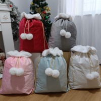 Sacs en toile en gros, sacs de Noël personnalisables vierges, sacs cadeaux à cordon rouge, noir, blanc